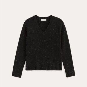 Everlane Black Confetti Speckled V-Neck Sweater